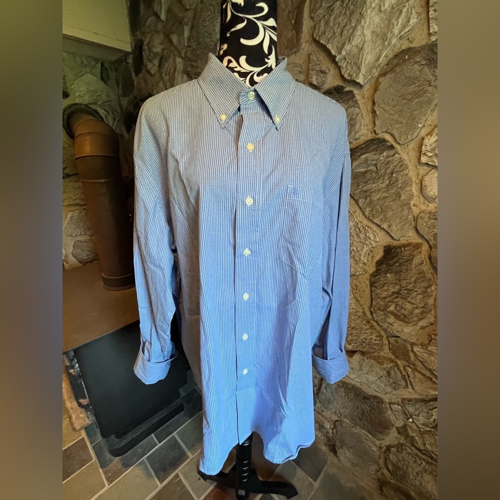 NWT IZOD Blue & White Button Down Long Sleeve Shirt XL